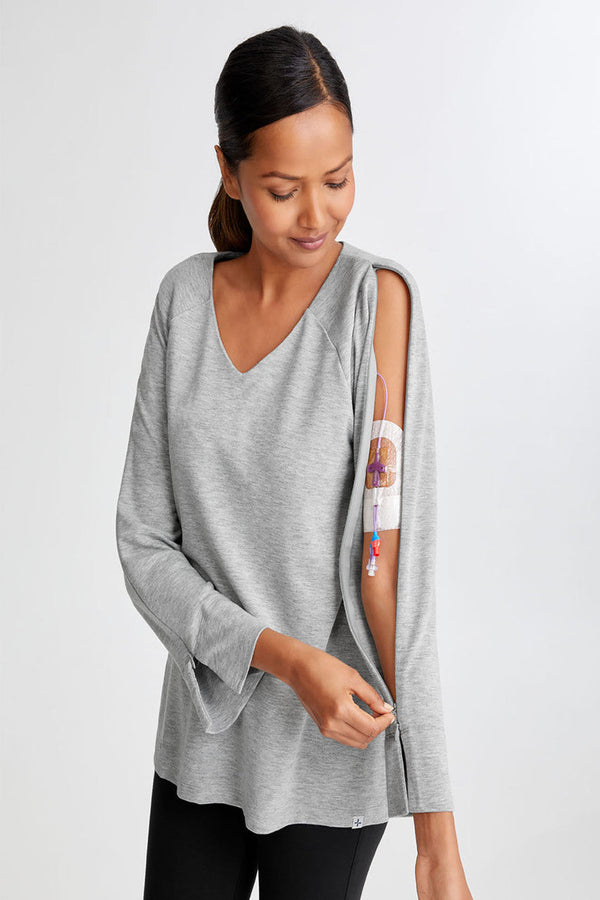 Natori Women's Arm Access Shirt Heather Gray