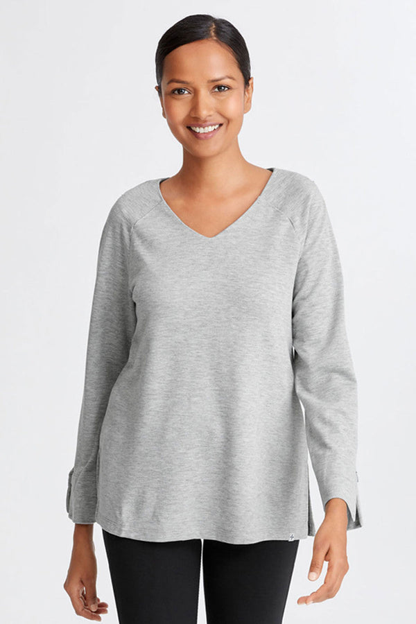 natori Women's Arm Access Shirt Heather Gray