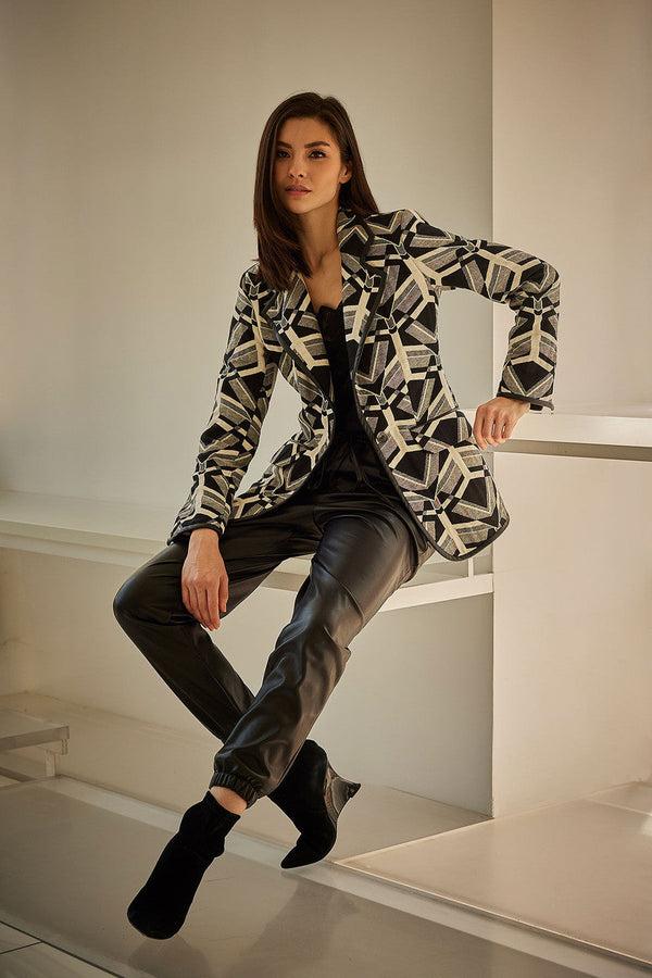 natori Yantra Notch Lapel Blazer Black/White