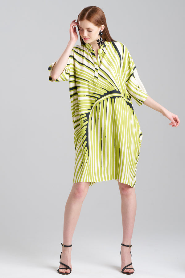 Natori Yoshinoki Cotton Silk Caftan Dress Pear