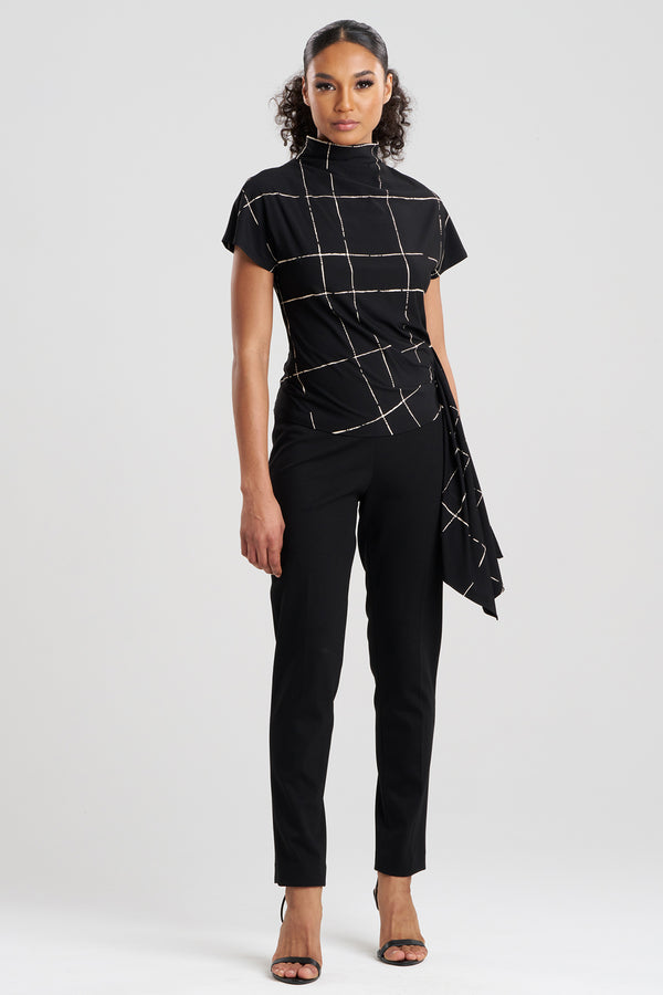 Natori Zia Crepe Knit Cascade Top Black