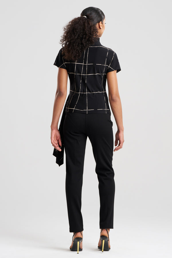 Natori Zia Crepe Knit Cascade Top Black