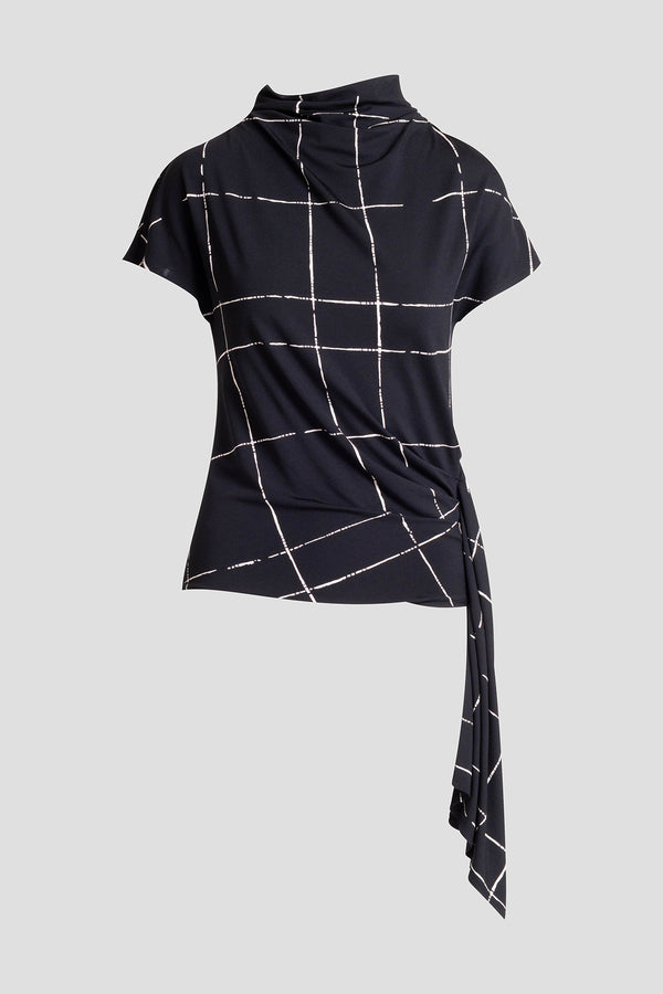 Natori Zia Crepe Knit Cascade Top Black