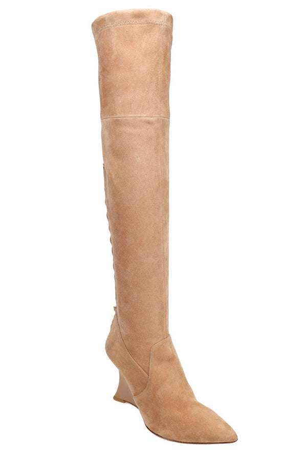 Natori Natsu Stretch Suede Over The Knee Wedge Boot Doe