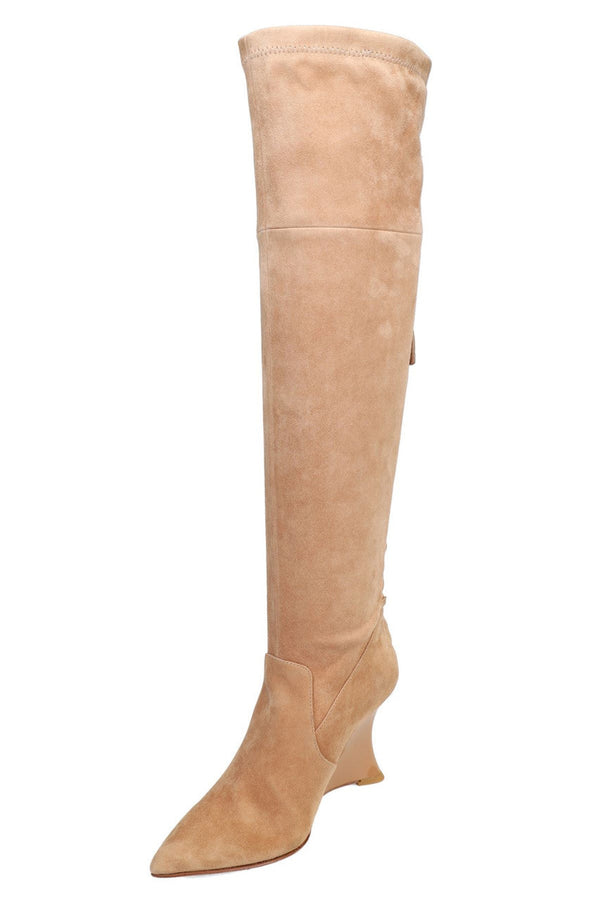natori Natsu Stretch Suede Over the Knee Wedge Boot Doe