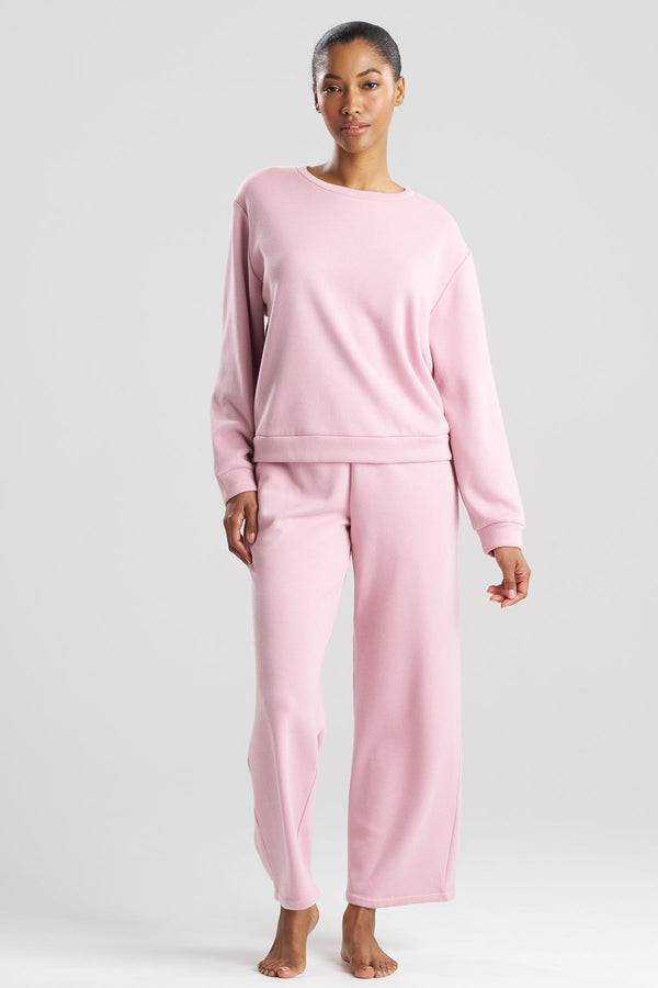 Natori Nova Cozy Brushed Knit Everywhere Crew Neck Top Rose Quartz
