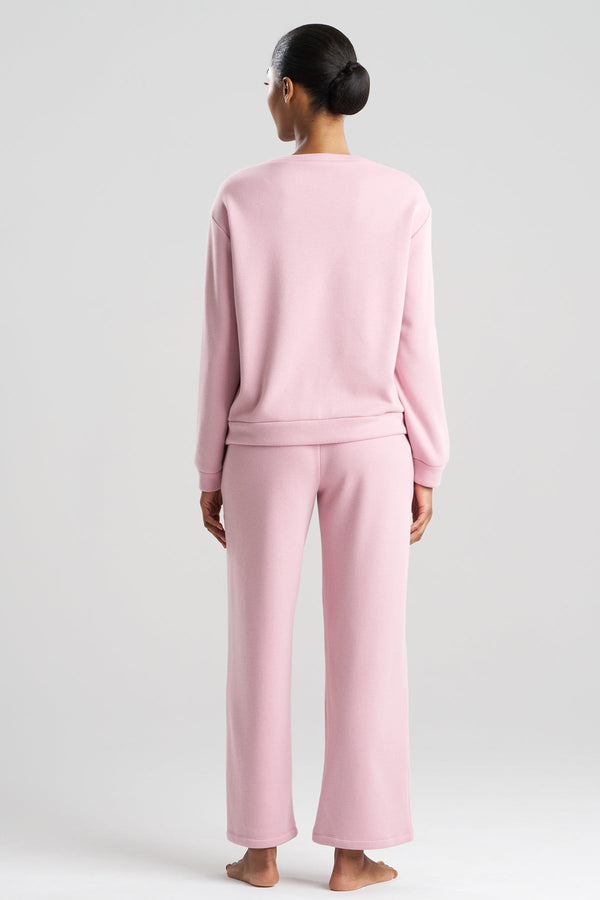 Natori Nova Cozy Brushed Knit Everywhere Crew Neck Top Rose Quartz
