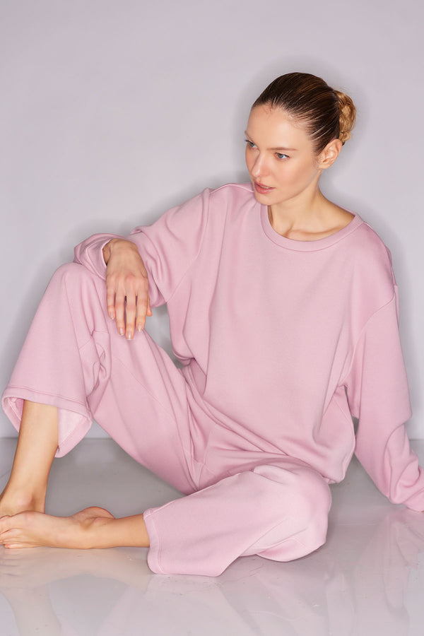 natori Nova Cozy Brushed Knit Everywhere Crew Neck Top Rose Quartz