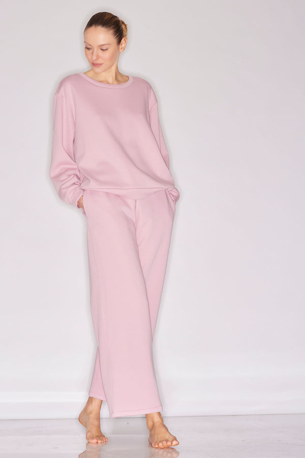 natori Nova Cozy Brushed Knit Everywhere Straight Leg Pants Rose Quartz