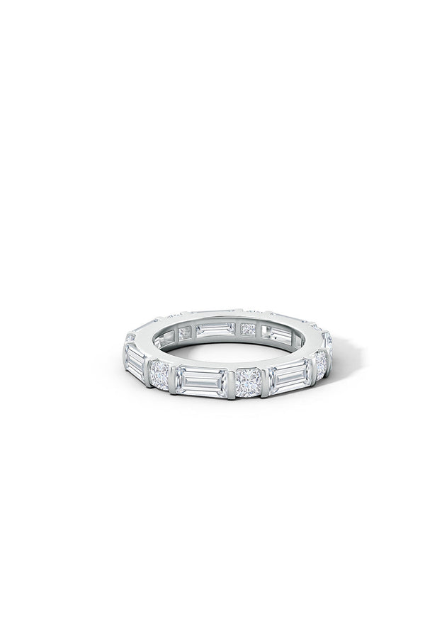 Natori Orient Express Lab-Grown 14K Gold Baguette & Cushion Diamond Eternity Band 14K White Gold