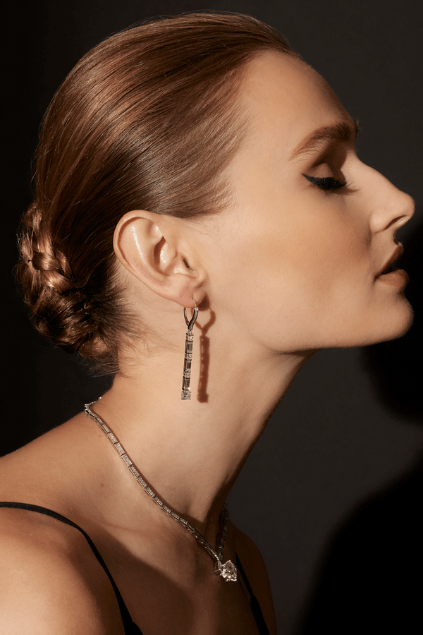 Natori Orient Express Lab-Grown 14K Gold Baguette & Cushion Diamond Long Drop Earrings 14K White Gold