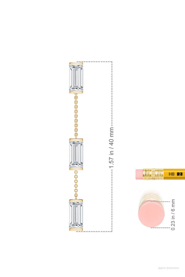 Natori Orient Express Lab-Grown 14K Gold Baguette & Diamond Front-Back Chain Earrings 14K Yellow Gold