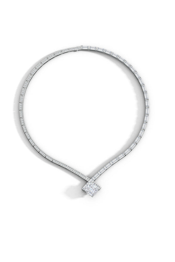 Natori Orient Express Lab-Grown 14K Gold & Cushion Diamond Statement Necklace 14K White Gold