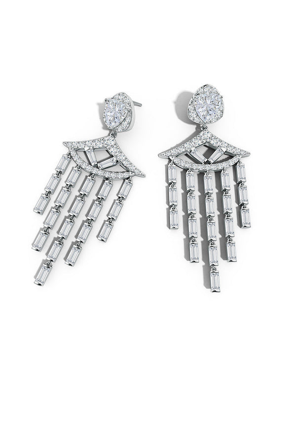 Natori Orient Express Lab-Grown 14K Gold & Diamond Statement Earrings 14K White Gold