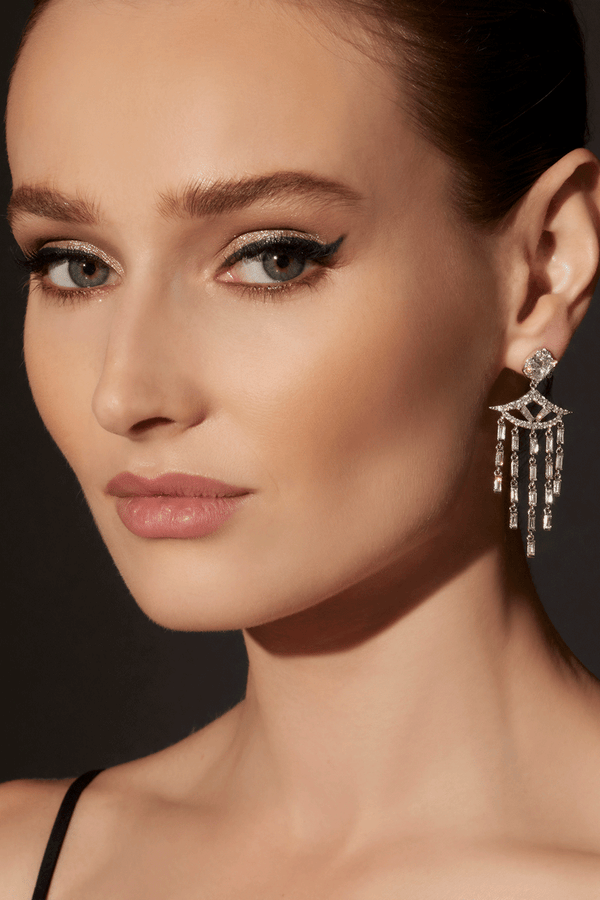 natori Orient Express Lab-Grown 14K Gold & Diamond Statement Earrings 14K White Gold