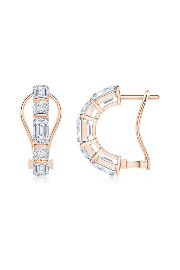 Natori Orient Express Lab-Grown 14K Gold Emerald Cut & Cushion Diamond Half Hoop Earrings 14K Rose Gold
