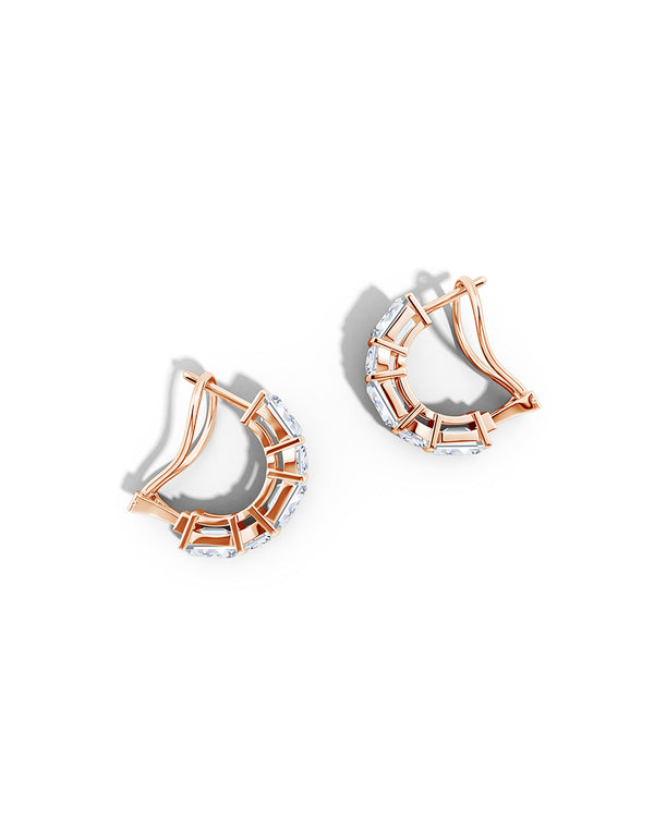 natori Orient Express Lab-Grown 14K Gold Emerald Cut & Cushion Diamond Half Hoop Earrings 14K Rose Gold