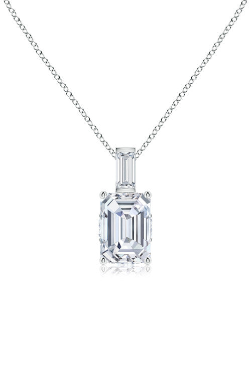 Natori Orient Express Lab-Grown 14K Gold & Emerald Cut Diamond Pendant Necklace 14K White Gold