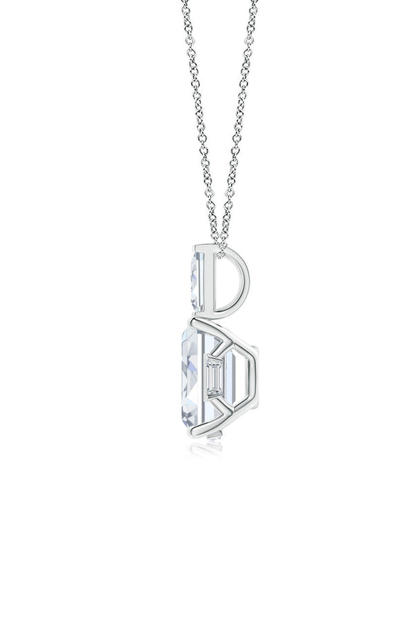 Natori Orient Express Lab-Grown 14K Gold & Emerald Cut Diamond Pendant Necklace 14K White Gold