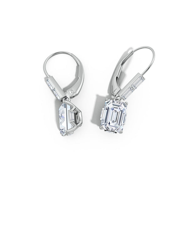 natori Orient Express Lab-Grown 14K Gold & Emerald Cut Diamond Earrings 14K White Gold