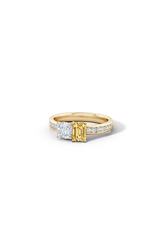 Natori Orient Express Lab-Grown 14K Gold With White & Yellow Diamond Two Stone Ring 14K Yellow Gold