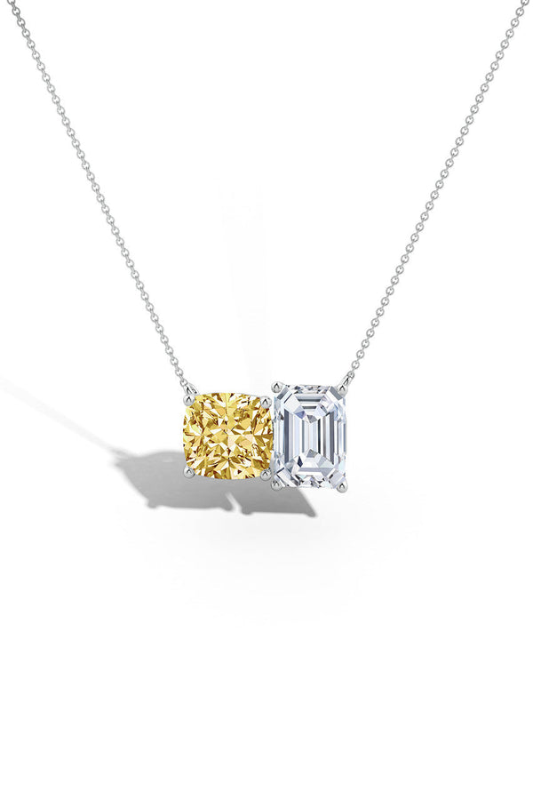 Natori Orient Express Lab-Grown 14K Gold With Yellow & White Diamond Two Stone Pendant Necklace 14K White Gold