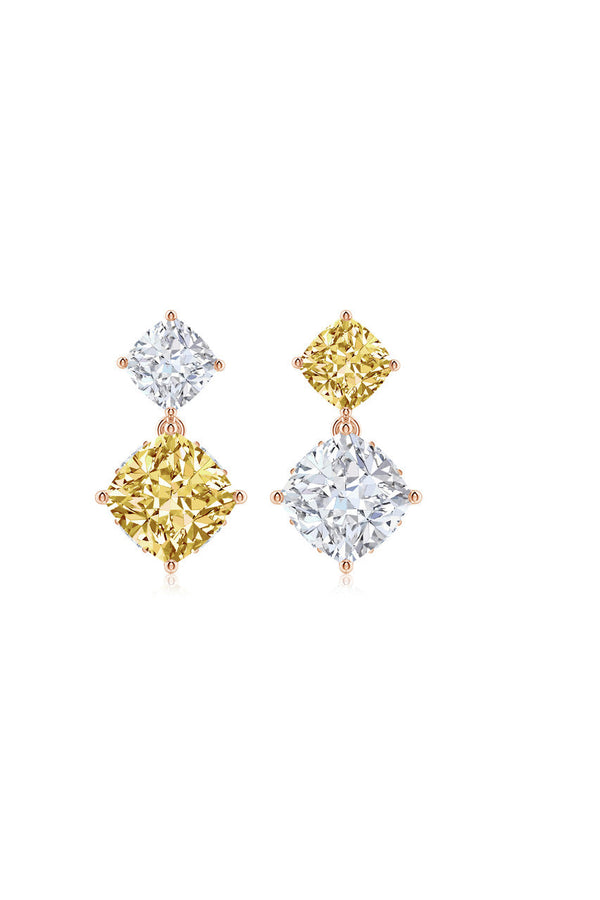 Natori Orient Express Lab-Grown 14K Gold With Yellow & White Diamond Two Stone Earrings 14K Rose Gold