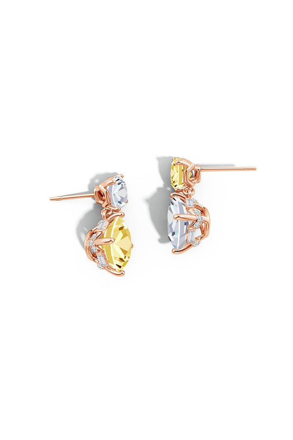 natori Orient Express Lab-Grown 14K Gold with Yellow & White Diamond Two Stone Earrings 14K Rose Gold