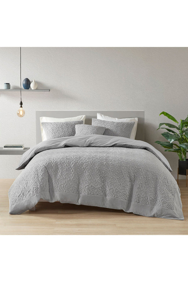 natori Origami 3 Piece Grey Comforter Mini Set Grey