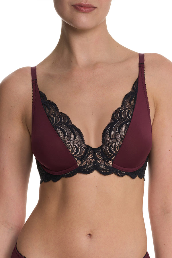 Natori Persuasion Convertible Plunge T-Shirt Bra Royal Fig/Black