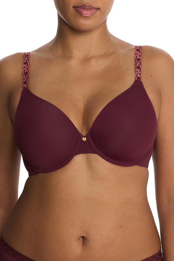 Natori Pure Luxe Custom Coverage Contour Underwire Bra Royal Fig/Red Stone