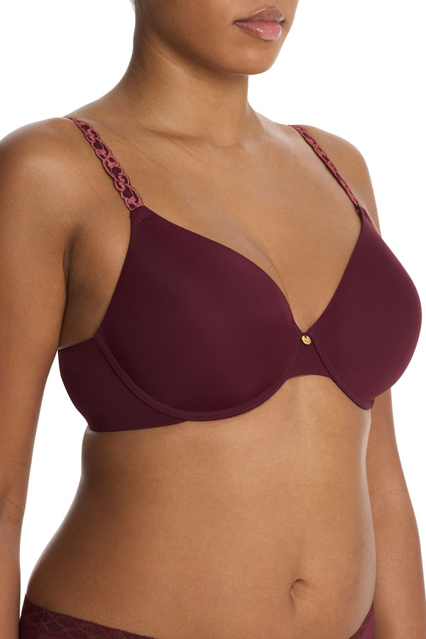Natori Pure Luxe Custom Coverage Contour Underwire Bra Royal Fig/Red Stone