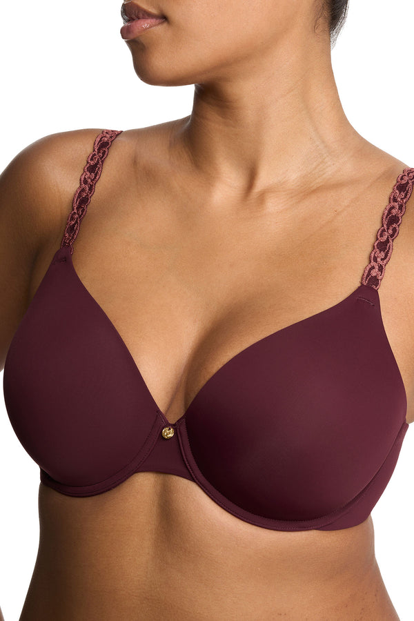 Natori Pure Luxe Custom Coverage Contour Underwire Bra Royal Fig/Red Stone