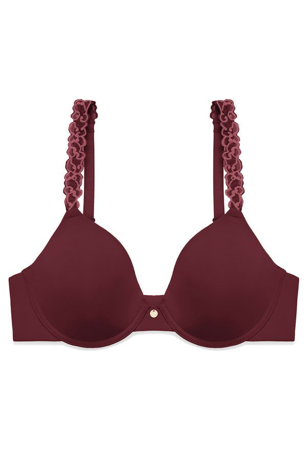 natori Pure Luxe Custom Coverage Contour Underwire Bra Royal Fig/Red Stone