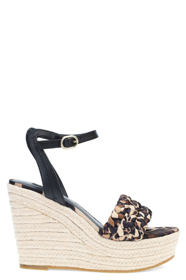 Natori Rae Luxe Leopard Hinami Braided Wedge Sandals Chestnut