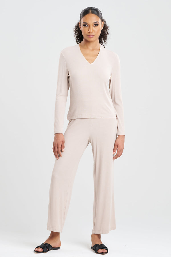 Natori Rib Essentials V-Neck Long Sleeve PJ Cashmere