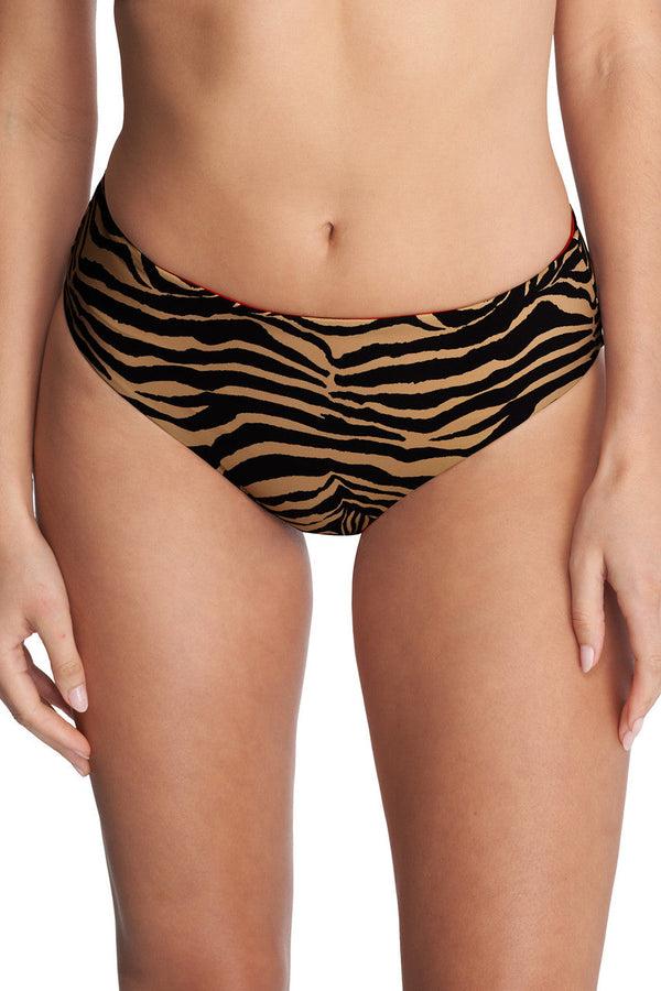 Natori Riviera Reversible Bikini Bottom Camel Zebra/Poinsettia
