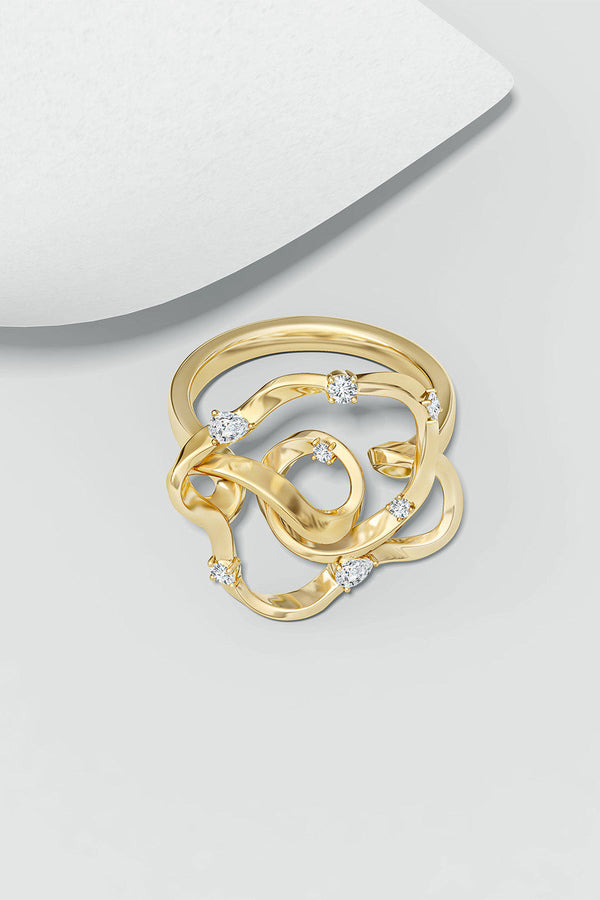 natori Sakura 14k Scattered Diamond Ring 14K Yellow Gold