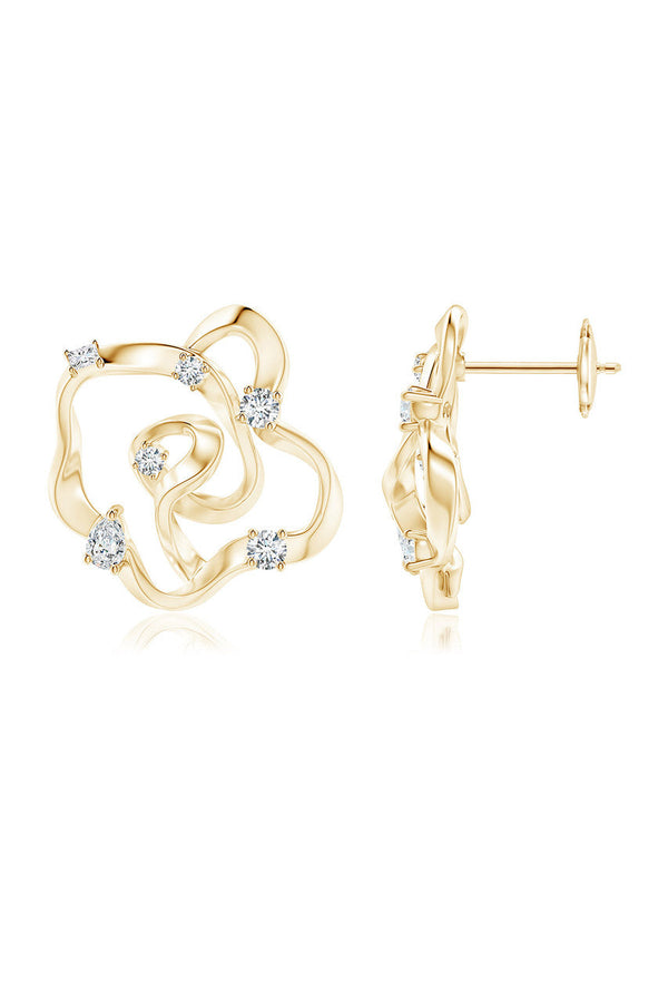 Natori Sakura 14k Scattered Diamond Stud Earrings 14K Yellow Gold