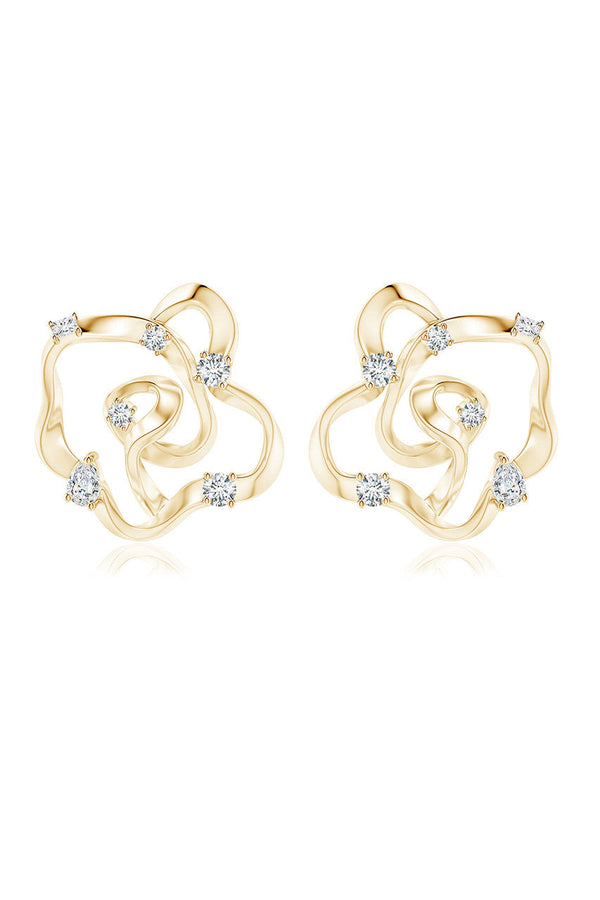 Natori Sakura 14k Scattered Diamond Stud Earrings 14K Yellow Gold