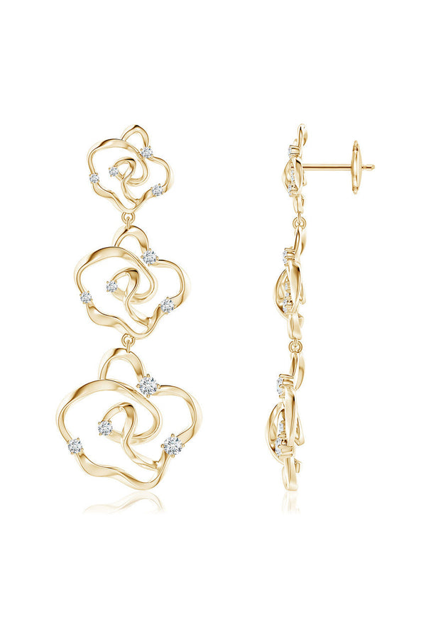 Natori Sakura 14k Tapered Diamond Dangle Earrings 14K Yellow Gold