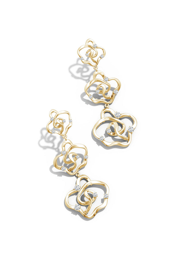 natori Sakura 14k Tapered Diamond Dangle Earrings 14K Yellow Gold