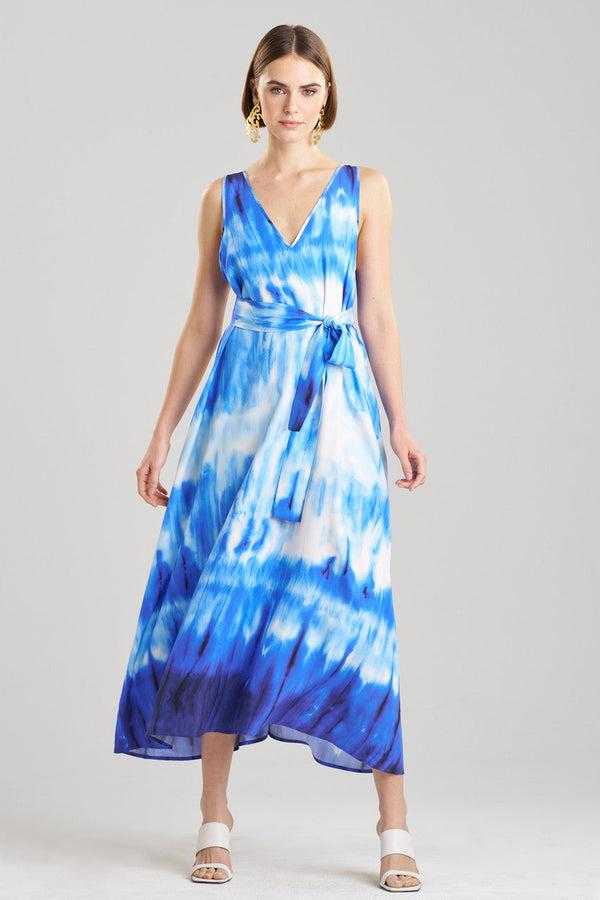 Natori Santorini Printed Cotton Silk Trapeze Tank Dress Majorelle