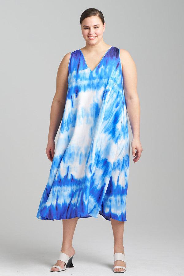 Natori Santorini Printed Cotton Silk Trapeze Tank Dress Majorelle