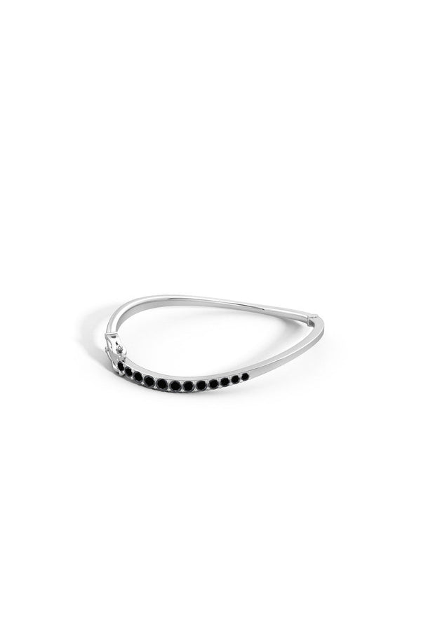 Natori Shangri-La Brushstroke 14K Gold And Black Diamond Half Bracelet 14K White Gold