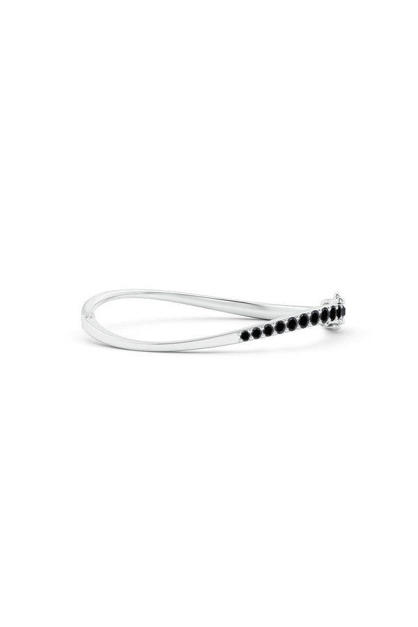 Natori Shangri-La Brushstroke 14K Gold And Black Diamond Half Bracelet 14K White Gold