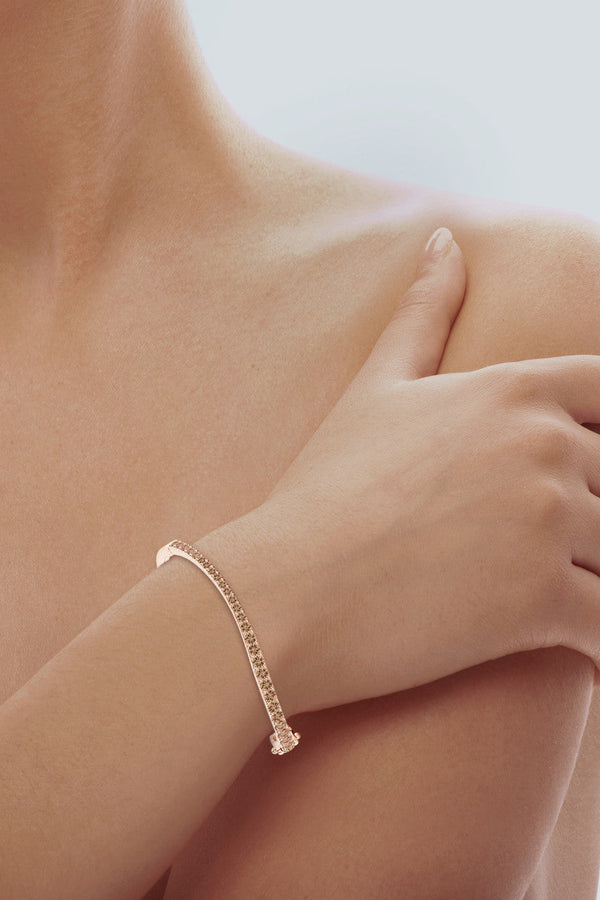 Natori Shangri-La Brushstroke 14K Gold And Coffee Diamond Full Bracelet 14K Rose Gold