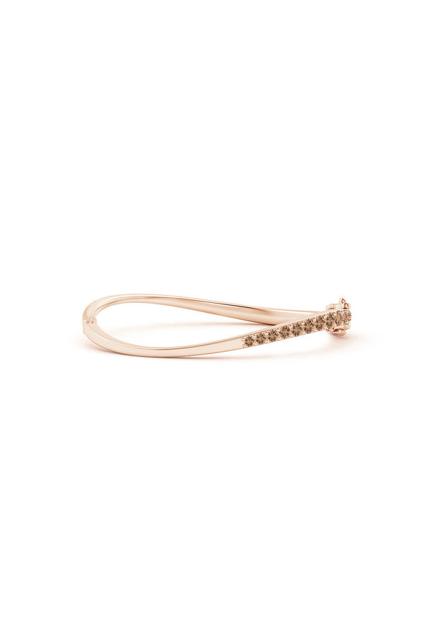 Natori Shangri-La Brushstroke 14K Gold And Coffee Diamond Half Bracelet 14K Rose Gold