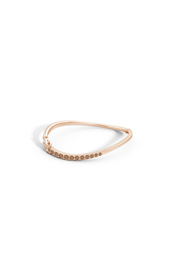 Natori Shangri-La Brushstroke 14K Gold And Coffee Diamond Half Bracelet 14K Rose Gold