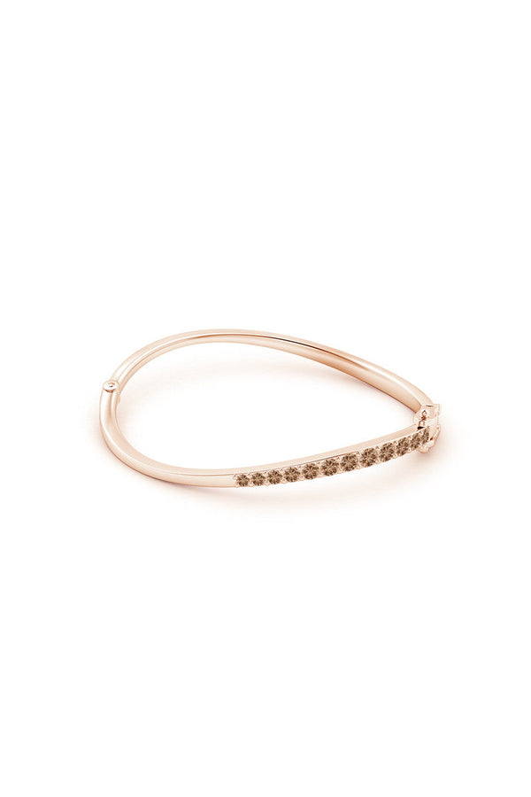 natori Shangri-La Brushstroke 14K Gold and Coffee Diamond Half Bracelet 14K Rose Gold